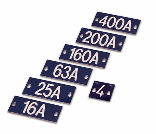 Табличка номинального тока плавкой вставки PEM242 и табличка номера филера PEM241 в Украине