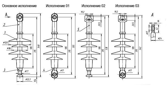 Чертеж изолятора ЛК-70-10-А5Ц