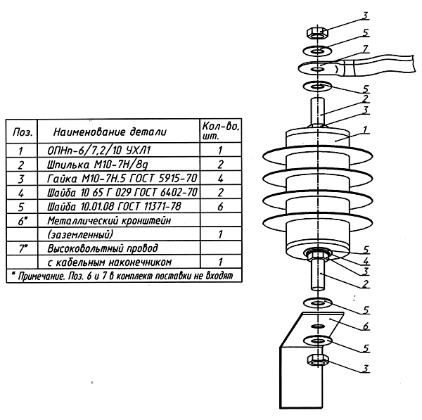 Схема монтажа ОПН-6 на линии 6 кВ